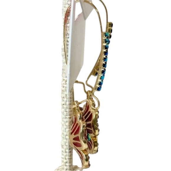 ๐ชท Betsey Johnson Gold-Tone Multi-Crystal Flower Drop Earrings - Picture 3 of 10